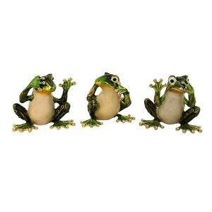 See, Hear, Speak No Evil Frog Trinket Box Set New in Box Collectible Keepsake